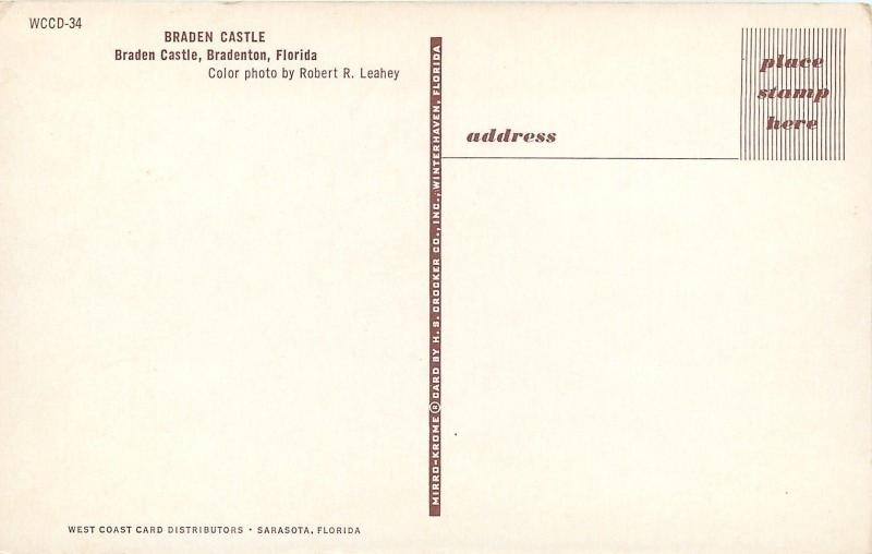 Bradenton Florida~Braden Castle~1950s Postcard