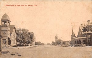 J55/ Newton Kansas Postcard c1910 Looking North Main St Church Home 209