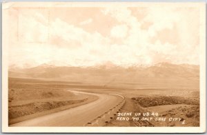 1956 Scene On US 40 Reno To Salt Lake City Utah Real Photo RPPC Posted Postcard