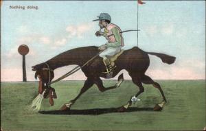 Horse Racing Exhausted Horse Black Man? Jockey c1910 LANGE & SCHWALBACH