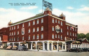 Vintage Postcard 1930s Four Flags Hotel Niles MI Michigan 100 Modern Rooms