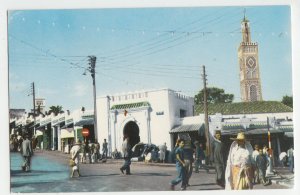 P2776, vintage postcard entrance zoco and tower big mosque tanger Morocco