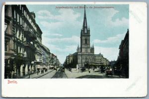 JERUSALEMER STRASSE & JERUSALEMKIRSCHE BERLIN GERMANY UNDIVIDED ANTIQUE POSTCARD