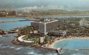 SAN JUAN Puerto Rico  CARIBE HILTON HOTEL  Bird's Eye View  ROADSIDE Postcard