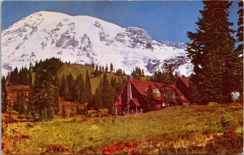 Paradise Inn Mt Rainier National Park Postcard VTG UNP Mike Roberts Vintage 