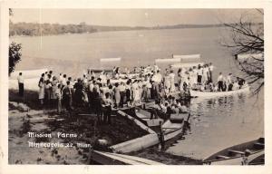 D10/ Minneapolis Minnesota Mn Real Photo RPPC Postcard c1950s Mission Farms Boat