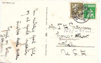 Norway.  Winter scene, Happy Tidings.  1946 postmark