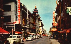 Vintage Postcard Chinatown Fabled Section Shops Temple San Francisco California