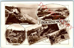 1950s Bournemouth England RPPC Collage Town View Sunny South Real Photo Card A28