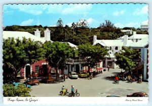 ST. GEORGE'S, BERMUDA  Street Scene KINGS SQUARE Bicycles c1970s 4x 6 Postcard