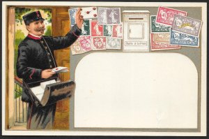 FRANCE Stamps on Postcard Mailman Unused c1910s