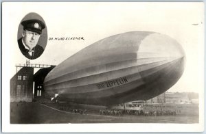 c1920s-30s RPPC Graf Zepplin Pulled Out of Hangar Dr. Hugo Eckener F208