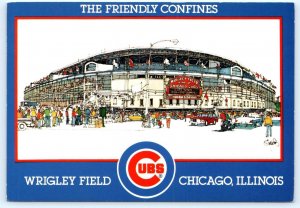 CHICAGO CUBS Friendly Confines WRIGLEY FIELD Bill Stebbins Art 4x6 Postcard