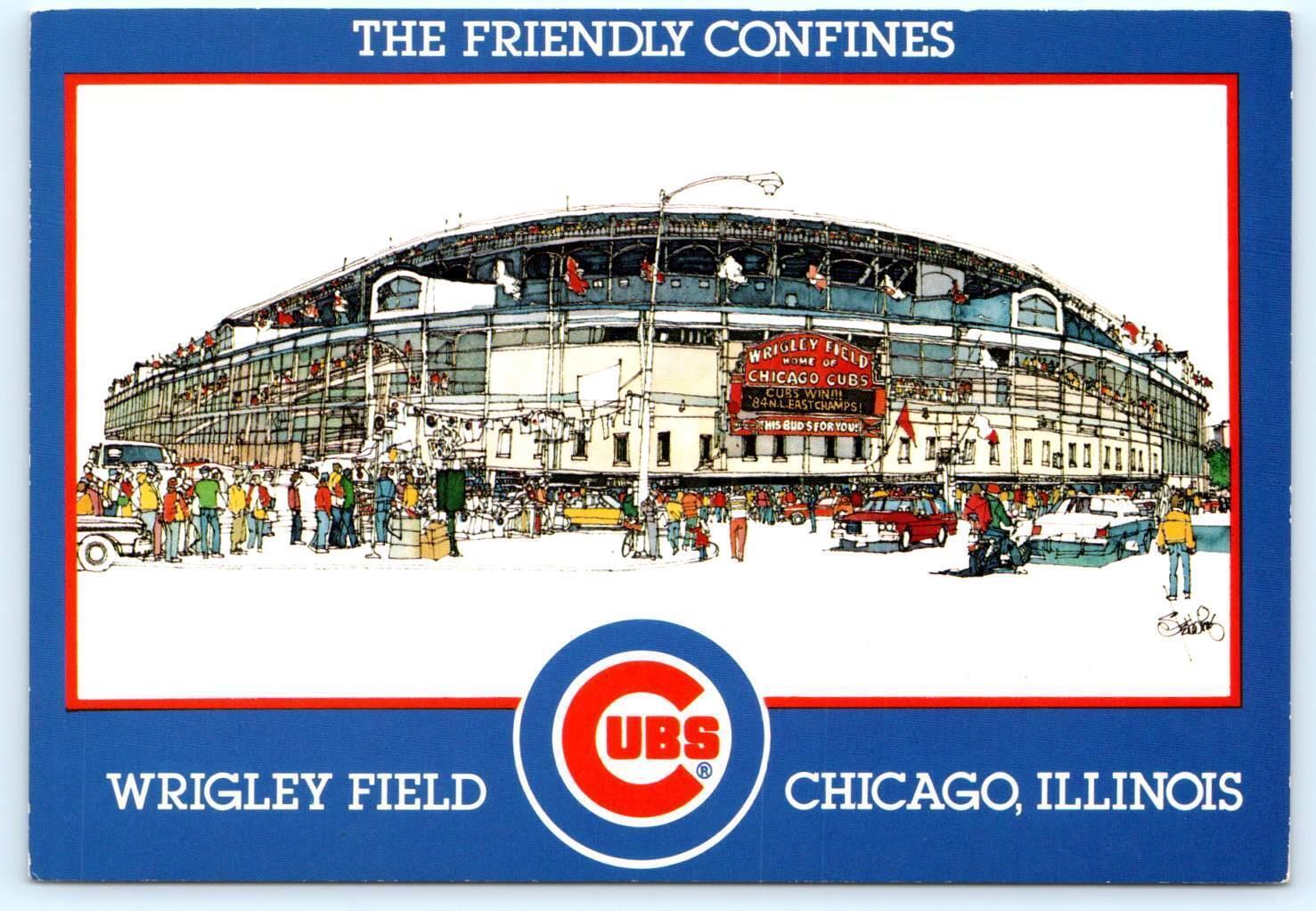 CHICAGO CUBS "Friendly Confines" WRIGLEY FIELD Bill Stebbins Art 4"x6
