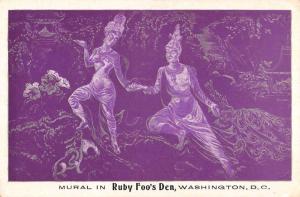 Washington DC Ruby Foos Den Mural Chinese Oriental Antique Postcard K34641 