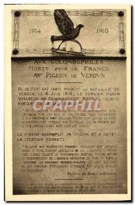 Old Postcard Fort De Vaux plate Pigeon Fort Army Pigeon