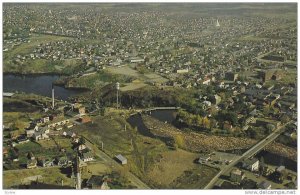 Aerial view of Jonquiere, Quebec, Canada, 40-60s