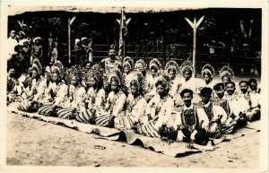 PC CPA natives in festival costume real photo postcard INDONESIA (a15082)