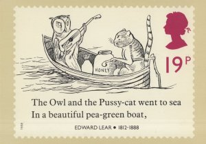 The Owl & The Pussycat Edward Lear Poem Story RMPQ Stamp Postcard
