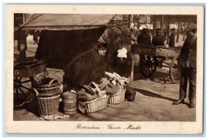 c1940's Large Market Rotterdam Netherlands Vintage Unposted Postcard