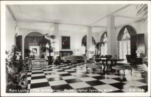 White Sulphur Springs WV Greenbrier Main Lobby Real Photo Postcard