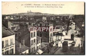 Clichy Postcard Old Panorama th National bouevard of Paris Sacré Coeur and M...