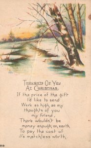 Vintage Postcard Thoughts Of You At Christmas Holiday Special Celebration