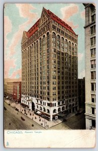 Tuck #2206~Chicago Illinois Masonic Temple~Horse Carts~Undivided Back Postcard
