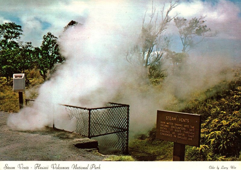 CONTINENTAL SIZE POSTCARD STEAM VENTS AT HAWAII VOLCANOES NATIONAL PARK 1960s