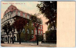 ELMIRA, New York  NY    MASONIC TEMPLE  Street Scene  ca 1910s  Postcard