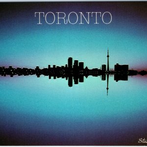 c1980s Toronto, Canada Skyline CN Tower Night Lake Edition Michel Chrome Lg M28