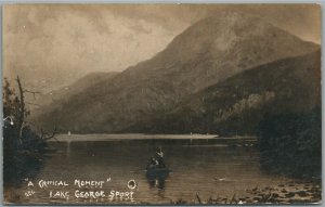 LAKE GEORGE NY FISHING ANTIQUE REAL PHOTO POSTCARD RPPC