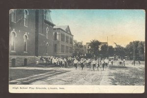 LINCOLN NEBRASKA HIGH SCHOOL PLAY GROUND VINTAGE POSTCARD 1908