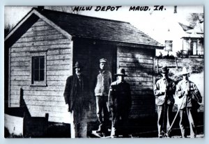 c1960 MILW Depot Maud Iowa IA Railroad Train Depot Station RPPC Photo Postcard