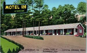 CRYSTAL SPRINGS, PA Pensylvania    MOTEL  126   c1950s   Roadside   Postcard