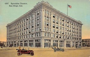 San Diego California Spreckles Theatre Street View Vintage Postcard U917