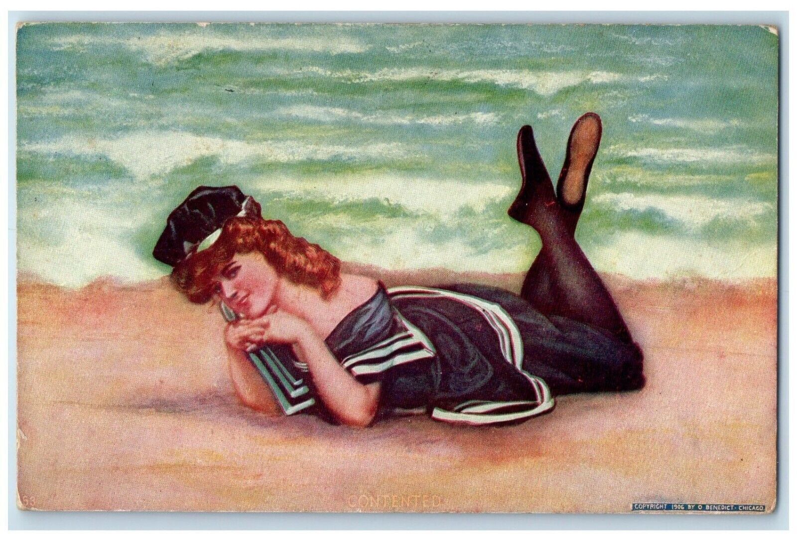 1908 Woman Curly Hair Scene At The Beach Huntingdon Pennsylvania Pa Postcard United States 