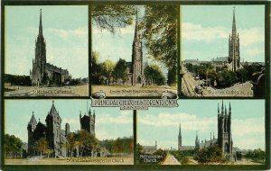 Canada Toronto Ontario Principal Churches Multi View 1940s Postcard 22-10352