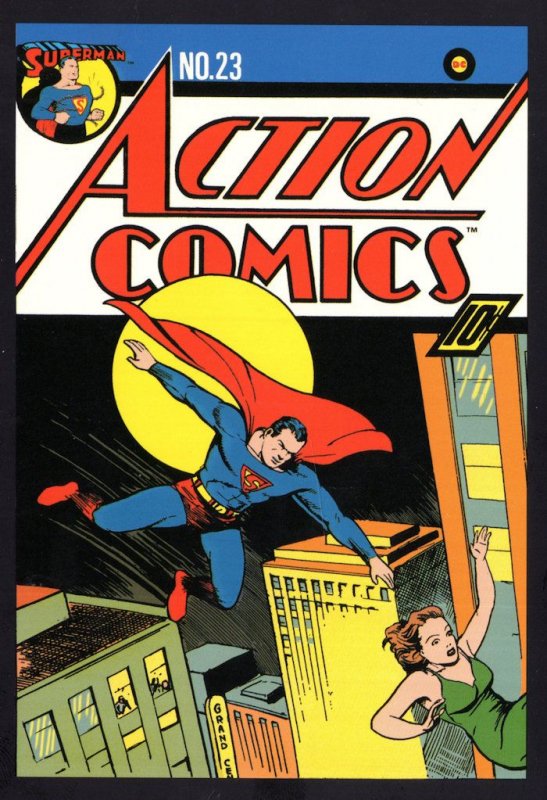 Superman Saving Life Skyscraper WW2 Comic Book Cover Postcard