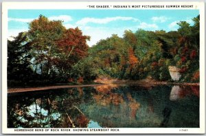 Horseshoe Of Rock River Showing Steamboat Rock The Shade Indiana IN Postcard