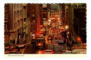 CA - San Francisco. Powell Street & Cable Cars at Night (continental size)