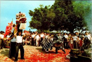 Chinese Festival~Celebration LION DANCE~CELEBRATING HARVEST 4X6 Vintage Postcard