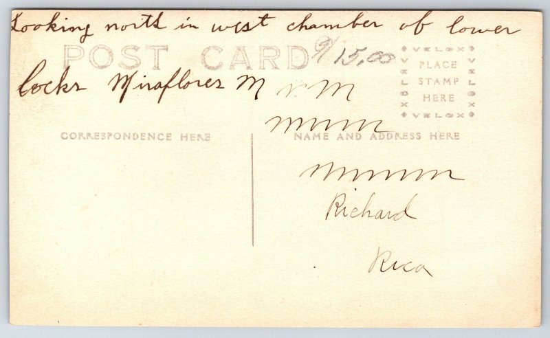 Panama Canal~North In West Chamber Of Lower Miraflores Locks~RR Tracks~1915 RPPC