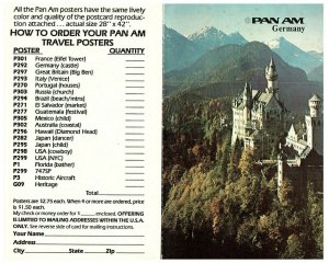 Pan Am Pan American World Airways Travel Postcard Germany w Poster Order Form