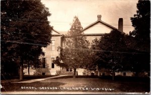 RPPC View of School Grounds, Lancaster WI Vintage Postcard V63