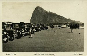Gibraltar, The Rock from Road to Spain, Car (1934) RPPC Postcard