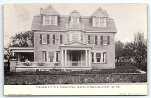 c1910 SELLERSVILLE PA RESIDENCE OF W.S. SCHLICHTER TEMPLE AVE POSTCARD P4179
