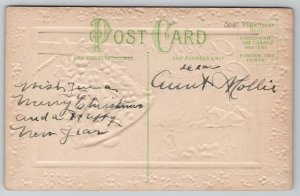 Joyous Christmas Holly Bell Winter Scene Postcard K45