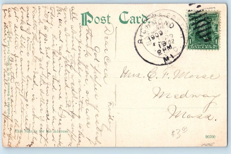 Hallowell Maine Postcard City Building Post Office Exterior 1909 Posted Vintage