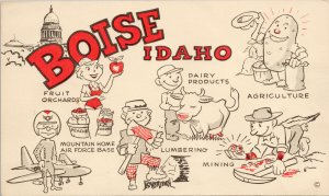 Boise Idaho from Chamber of Commerce Mining Agriculture Air Force Postcard G19